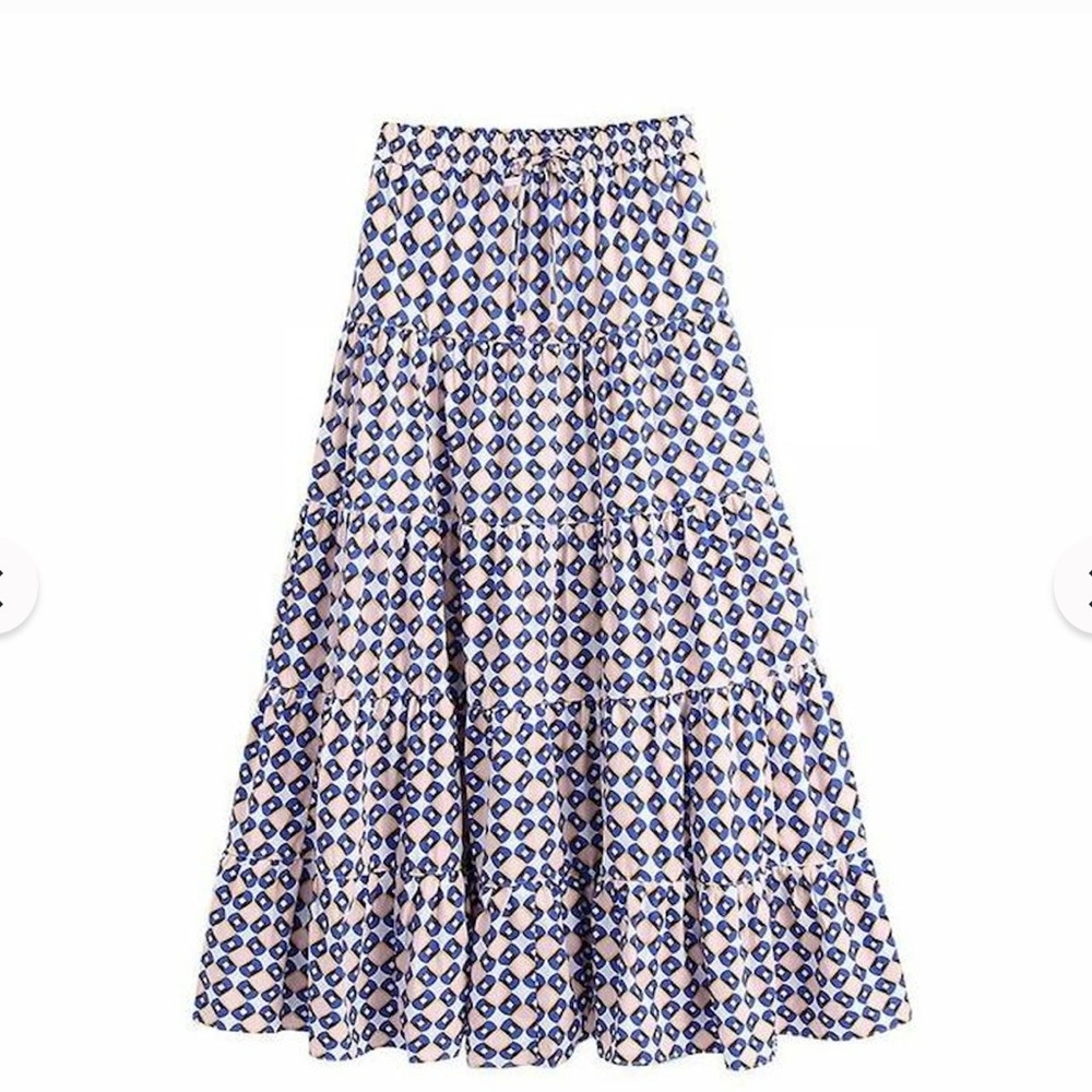 Zara Blue and White Geometric Maxi Skirt Set - Picture 5 of 5